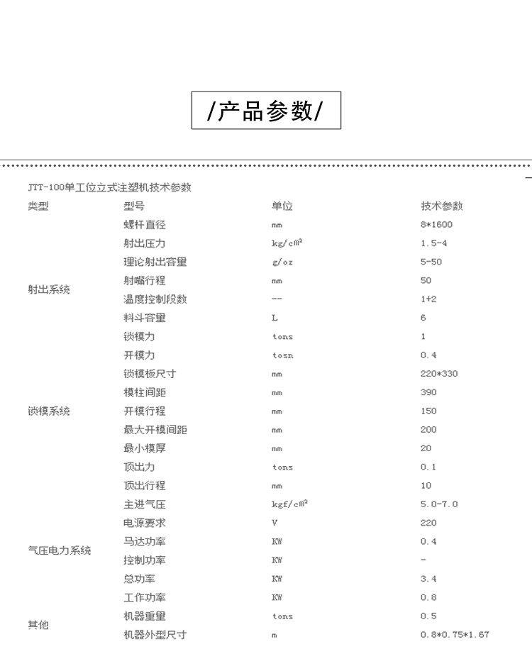 JTT-100DR圆盘低压机产品参数